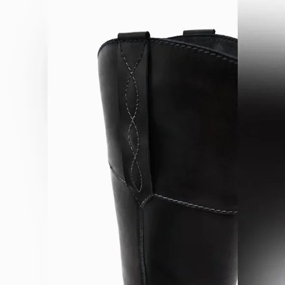 ZARA LEATHER COWBOY BOOTS NEW - Picture 5 of 11